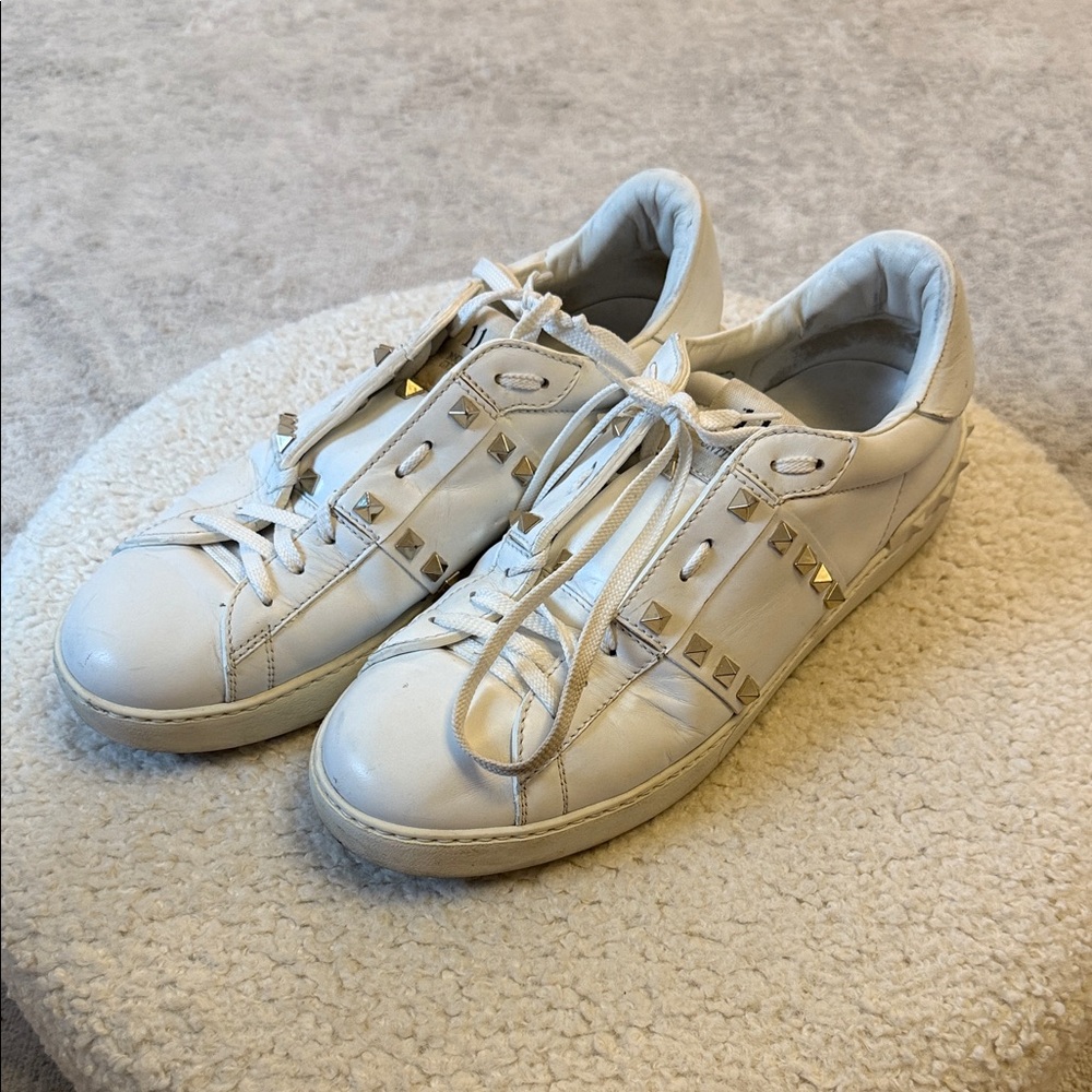 Valentino White Sneakers with Gold Accents